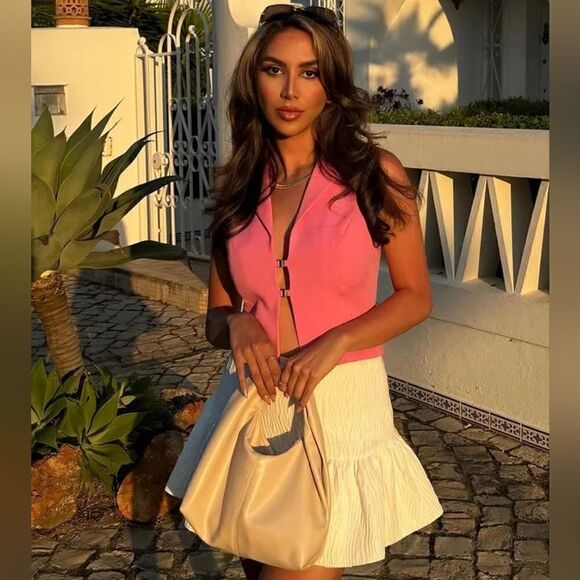 Zara NWTβTAILOREDβVESTβTOPβpink - Picture 4 of 11